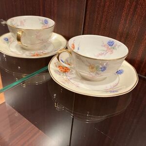 Vintage Theodore Haviland Limoges Tea/Coffee Cup with Matching Saucer Set of 2